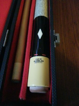 Vintage 4 - Point,  4 - Diamond Pool Cue By Huebler With Hard Case