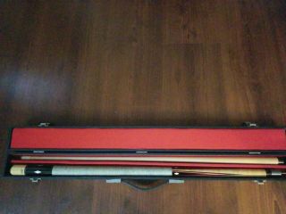 Vintage 4 - Point,  4 - Diamond Pool Cue By Huebler with Hard Case 2