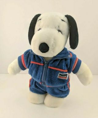 Vintage Snoopy Belle Levis Plush Velour Sweatsuit Usa Olympics 1984 Rare Peanuts