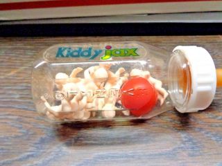 EVENFLO KIDDY JAX Game Rubber Ball & Mini BABIE DOLLS Jacks BABY BOTTLE 3