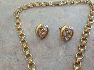 AUTHENTIC SIGNED MCCLELLAND BARCLAY NECKLACE EARRING SET YELLOW STONES 7