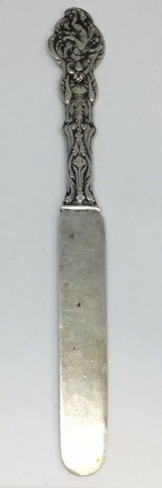 Antique Sterling Silver Angel Cherub Putti Butter Knife 2