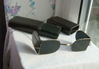 Rare GEORGIAN Double D BLUE Tinted Spectacles / Syphilis Glasses Case 2