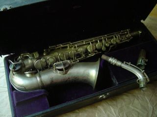 Vintage C.  G.  Conn Silver Plate Chu Berry Wonder Ii Alto Sax