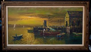 Large Vintage Impressionism Mid Century Oil Painting On Canvas Signed