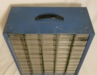 Vintage 50 Drawer Akro Mils Blue Metal Small Parts Storage Organizer 2