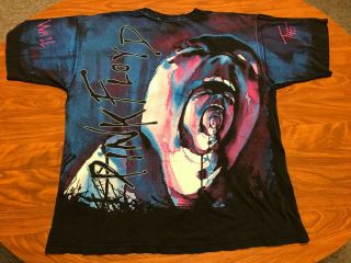MENS VINTAGE 90 ' S PINK FLOYD THE WALL WINTERLAND ALL OVER PRINT TOUR SHIRT XL 7