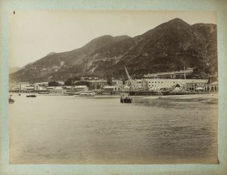 c1870 Anon.  China View of Hong - Kong or Macau Macao Bay Vintage Albumen Print 2