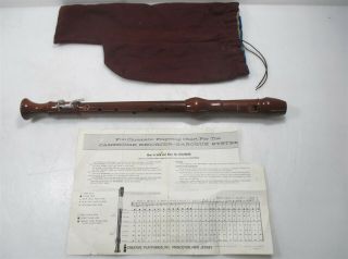 Crown Vintage Tenor Wooden Recorder Metal Key (24.  25 ") W/ Case | Swiss Made