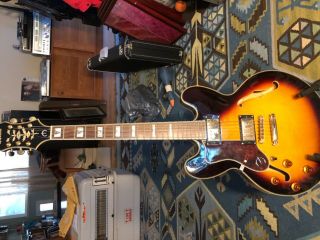 2010 Lefty Epiphone Sheraton 2 Vintage Sunburst Semi - Hollow Body