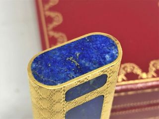 Rare Auth CARTIER Lapis Lazuli Inlay 3 - Sided K18 Gold - Plated Lighter Gold/Blue 10