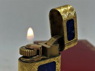 Rare Auth CARTIER Lapis Lazuli Inlay 3 - Sided K18 Gold - Plated Lighter Gold/Blue 2