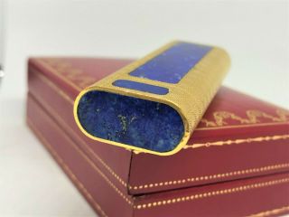 Rare Auth CARTIER Lapis Lazuli Inlay 3 - Sided K18 Gold - Plated Lighter Gold/Blue 6