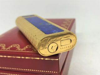 Rare Auth CARTIER Lapis Lazuli Inlay 3 - Sided K18 Gold - Plated Lighter Gold/Blue 7