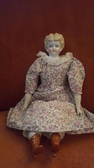 Antique China Head Doll Low Brow Blond 18 " Tall