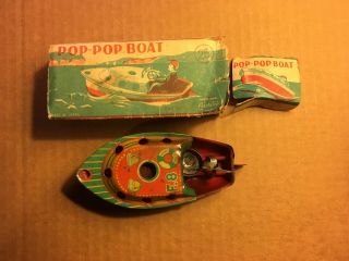 Vintage Asahi Toy Pop - Pop Boat Tin Litho Candle Powered W/box,  Pat 367031,  Japan
