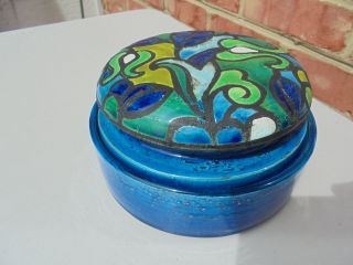Vintage Mid Century Modern Rosenthal Netter Bitossi Blue Green Pottery Box