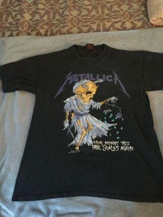 Rare Vintage Metallica Their Money Tips Her Scales Again Large 1989