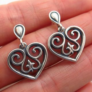 Retired James Avery 925 Sterling Silver Collectible French Heart Drop Earrings