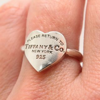 Tiffany & Co.  925 Sterling Silver " Please Return To Tiffany " Designer Heart Ring