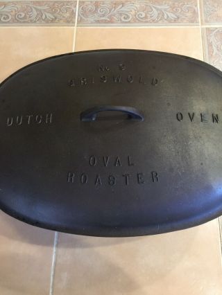 Vintage Griswold No.  9 Cast Iron Dutch Oven Oval Roaster with Lid 11