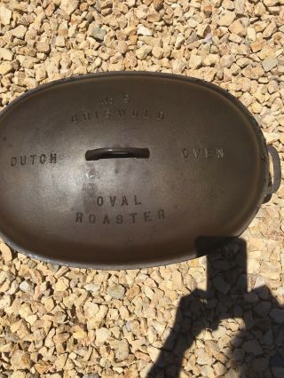 Vintage Griswold No.  9 Cast Iron Dutch Oven Oval Roaster with Lid 6
