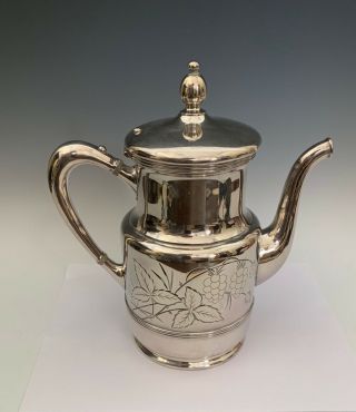 Quadruple Antique Simpson Hall Miller Silver Plate Tea Pot 2099 4
