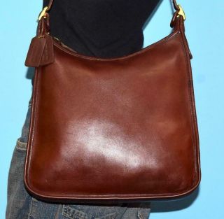 Vintage Coach " Andrea " Brown Leather Slim Satchel Tote Purse Shoulder Bag 9073