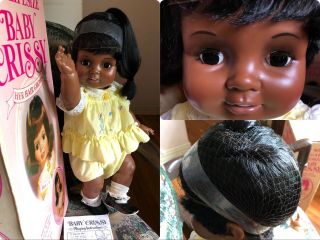2 Life Size 24” IDEAL Baby Crissy Black Doll 1973M NIB AA 2