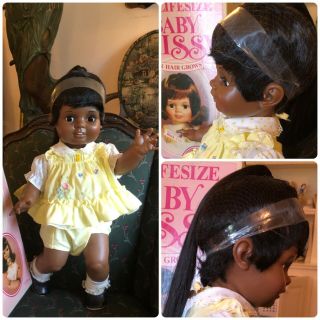 2 Life Size 24” IDEAL Baby Crissy Black Doll 1973M NIB AA 4