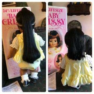 2 Life Size 24” IDEAL Baby Crissy Black Doll 1973M NIB AA 5