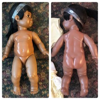 2 Life Size 24” IDEAL Baby Crissy Black Doll 1973M NIB AA 7
