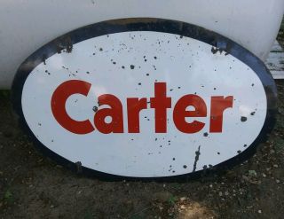 Rare Porcelain Carter Gas Station Sign " Humble Oil Co " 32 " X 21 "