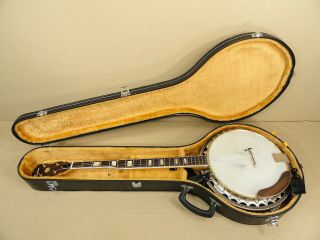 Vtg Orpheum 5 String Banjo With Hard Case Mother Of Pearl Inlay
