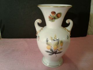 Vintage Herend Hungary Hand Painted Baroque Handled Vase Numberd 7183/prn 79 - B