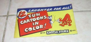 50s 60s Castle Films 12 Fun Cartoons In Color 8mm 16mm Booklet Very