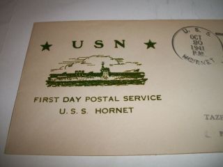 1941 WWII WW2 US Navy USS HORNET (CV - 8) First Day Cover Envelope The First Watch 3