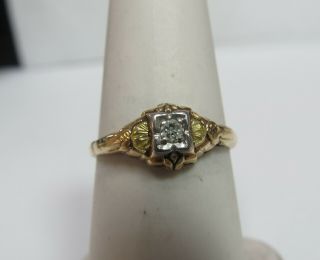 Vintage 1930s 14k Solid Gold Ring With Natural Diamond