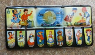 Vintage Ll Children Of The World Tin Lithograph Watercolor Box W/ Paint