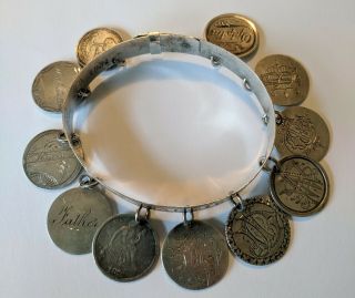 Antique Victorian Sterling Silver Love Token Bangle Bracelet