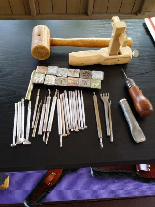 Vintage Craftool Usa Leather Stamping Tools Bundle / 39,  Stamps,  Punches & More