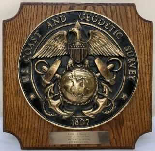 Vintage U.  S.  Coast & Geodetic Survey 20lb Brass Seal For Radm Deep Ocean Pioneer