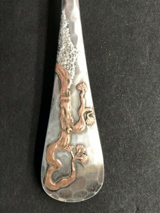 Antique Gorham Sterling Hammered Master Butter Knife Mixed Metals Bamboo Tree 2