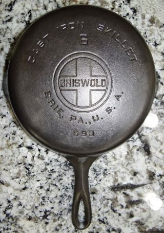 Griswold 699 9 1/8 " Cast Iron Skillet 6 Small Logo Vtg Antique