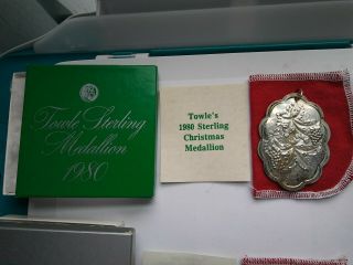 3Vintage 1980 81 82 Sterling Silver Towle Christmas Ornament Medallions COMPLETE 2