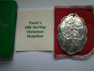 3Vintage 1980 81 82 Sterling Silver Towle Christmas Ornament Medallions COMPLETE 5