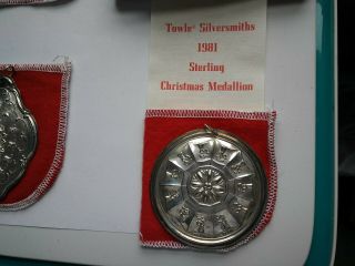 3Vintage 1980 81 82 Sterling Silver Towle Christmas Ornament Medallions COMPLETE 7