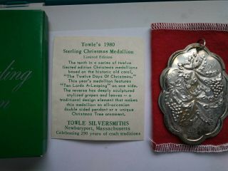3Vintage 1980 81 82 Sterling Silver Towle Christmas Ornament Medallions COMPLETE 8