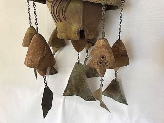 RARE LARGE COLLECTABLE 8 MULTIPAL CHIME PAOLO SOLERI CERAMIC WINDCHIME 9