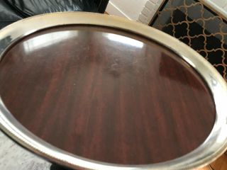 Vtg Mid Century Modern Revere Sterling Silver Rimmed Formica Faux Wooden Tray